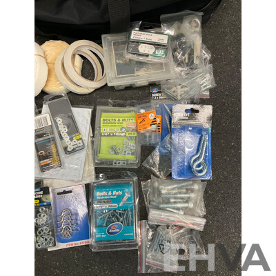 MILWAUKEE 5.0Ah 18v Battery, MILWAUKEE Charger, AEG Charger and Assorted Bolts, Nuts, Washers and More