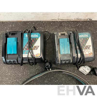 MAKITA DC18RC Battery Charger (x2) and MAKITA Quick Release Belt - Lot of 3