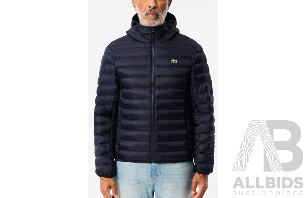 LACOSTE Hood Quilted Light Puffer Jacket Size Medium