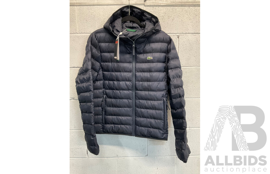 LACOSTE Hood Quilted Light Puffer Jacket Size Medium