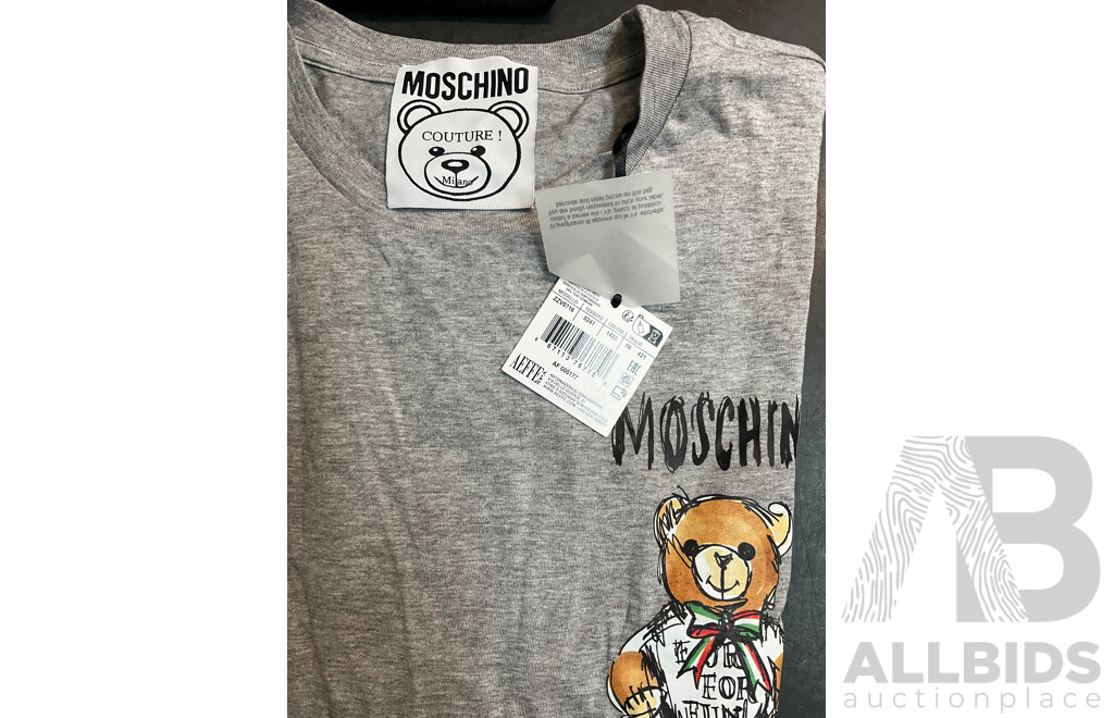 MOSCHINO Black Printed Polo Size 50, MOSCHINO Gray Teddy Bear Graphic Print T-Shirt Size 50 and U.S. Polo Short Sleeve Oxford Shirt in Black Size S - Lot of 3