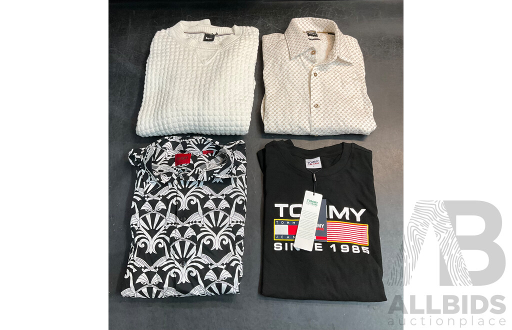 HUGO BOSS Shirts and Crewneck Sweater Size M and L, TOMMY JEANDS T-shirt Size S - Lot of 4