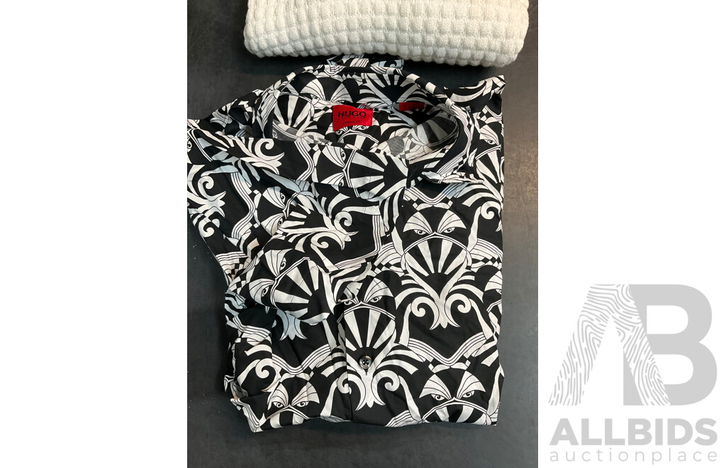 HUGO BOSS Shirts and Crewneck Sweater Size M and L, TOMMY JEANDS T-shirt Size S - Lot of 4