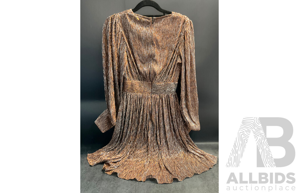 Maje Metallic Cocktail Dress - Brown - Size 34