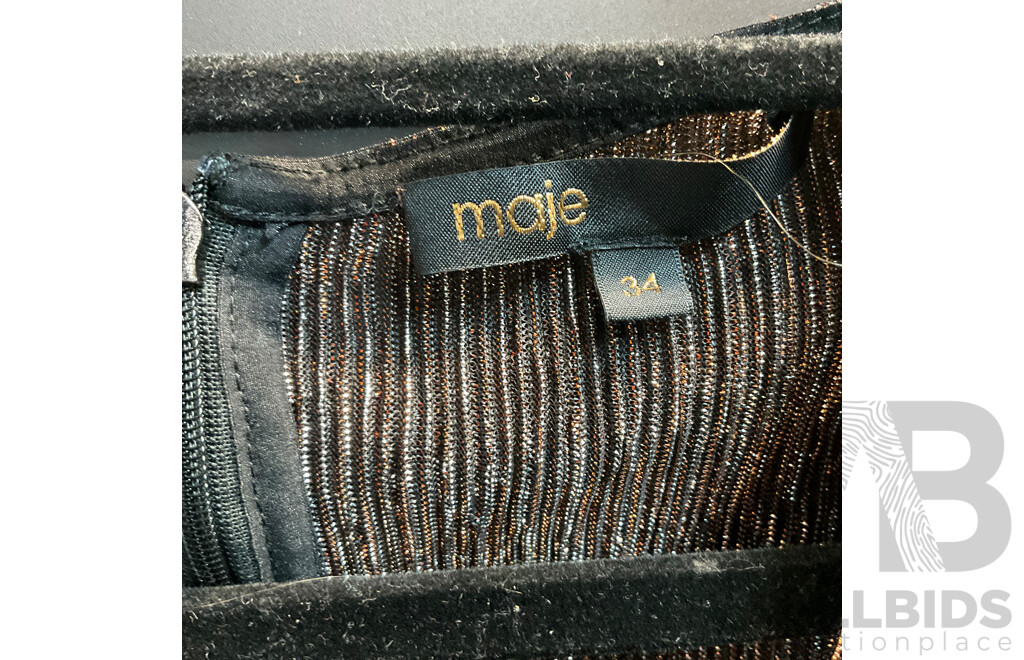 Maje Metallic Cocktail Dress - Brown - Size 34