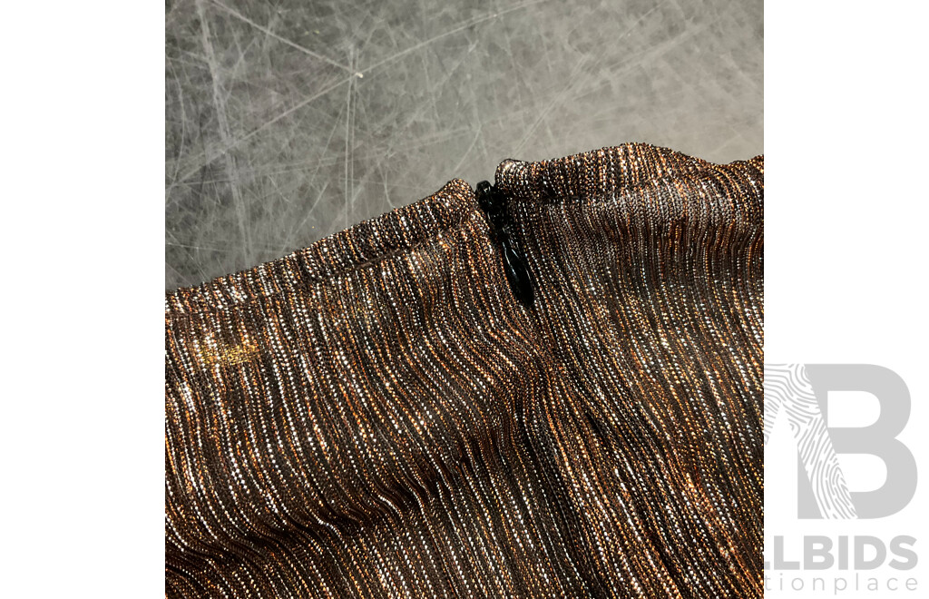 Maje Metallic Cocktail Dress - Brown - Size 34