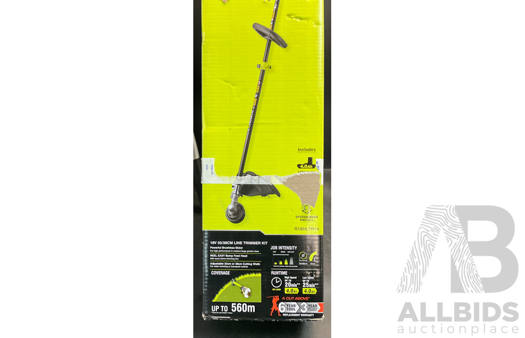 Roybi R18HLTR14 33/38cm Line Trimmer 4.0Ah Kit - ORP $349.00
