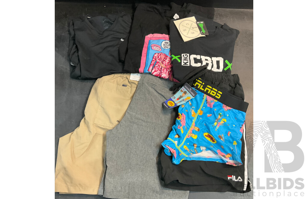 FILA, KingxCBD, Nike and Assorted T-shirt/ Shorts /Trunk - Size M/3XL/2XL