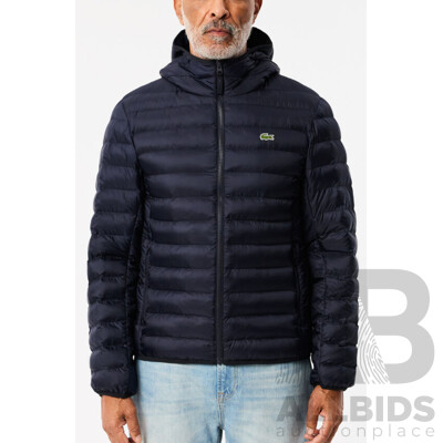LACOSTE Hood Quilted Light Puffer Jacket Size Medium