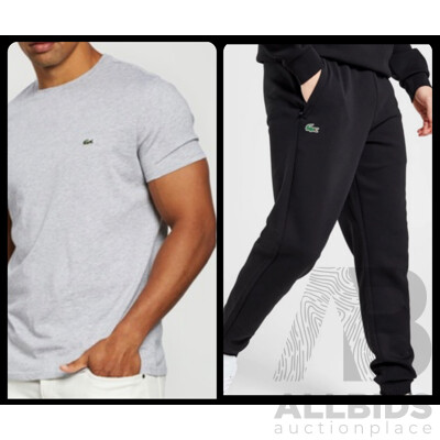LACOSTE Crew Neck Pima Cotton Jersey T-Shirt Size S and LACOSTE Black Joggers Size S