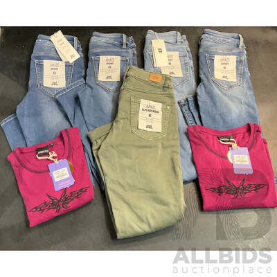JUST JEANS Jeans Size (x5) and GHANDA T-Shirts (x2) - Lot of 7