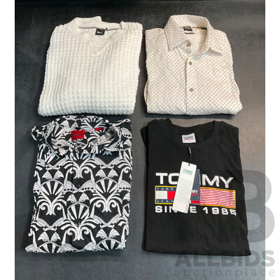 HUGO BOSS Shirts and Crewneck Sweater Size M and L, TOMMY JEANDS T-shirt Size S - Lot of 4