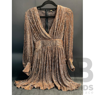 Maje Metallic Cocktail Dress - Brown - Size 34