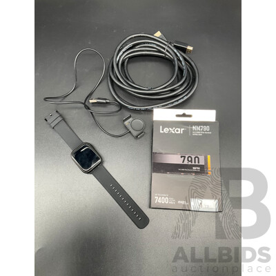 JOLT Smartwatch, LEXAR NM790 Solid State Drive, HDMI Cable - Lot of 3