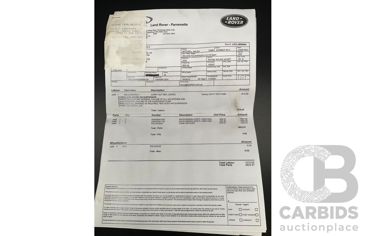 8/2005 Land Rover Range Rover Sport 4.4 V8 4d Wagon Zambezi Silver Metallic V8 4.4L