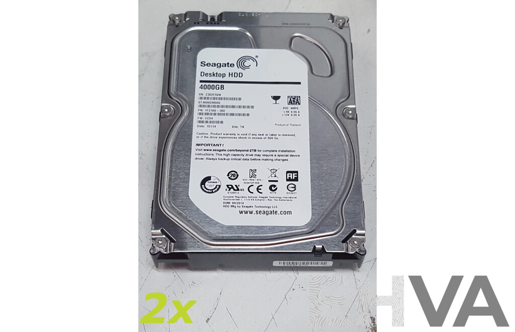 Seagate (ST4000DM000) 4TB SATA 5.9K 3.5-Inch Hard Drive - Lot of Two