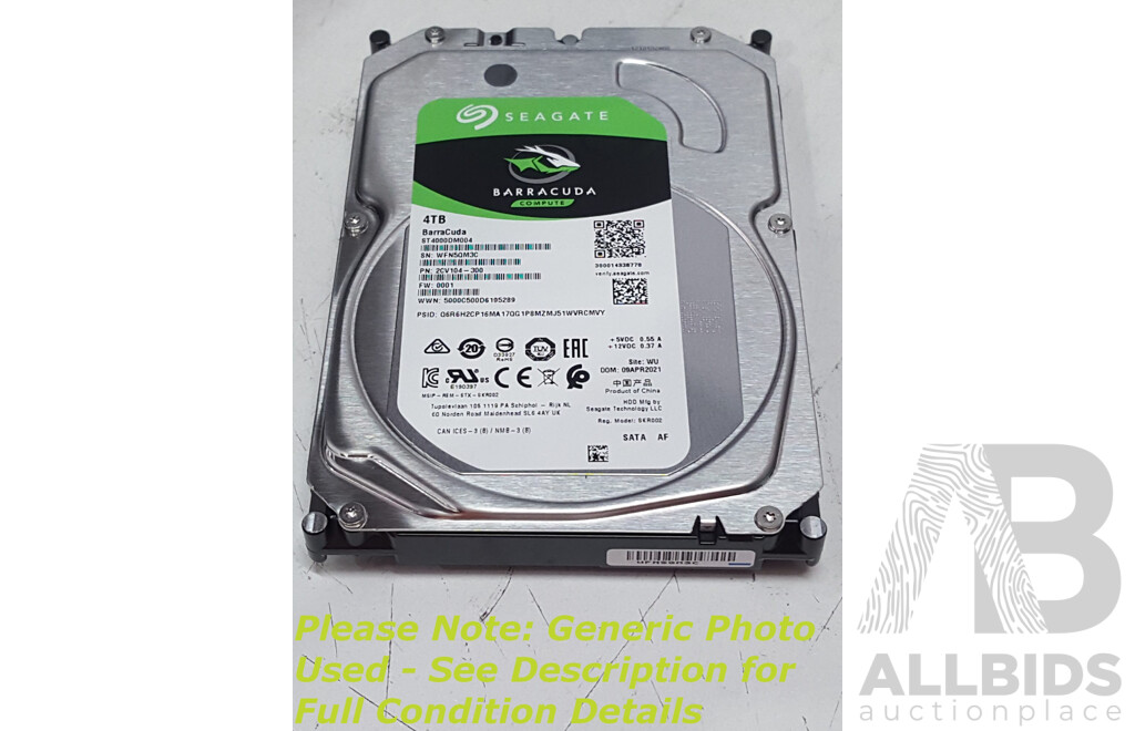 Seagate (ST4000DM004) Barracuda 4TB SATA 5.4K 3.5-Inch Hard Drive