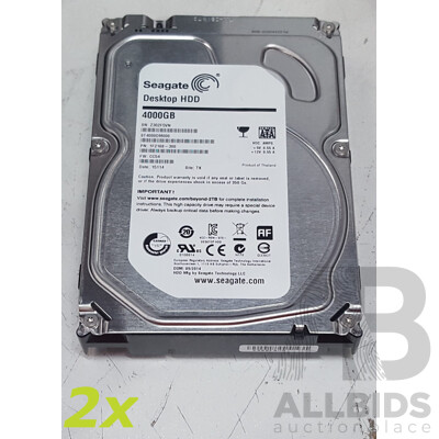 Seagate (ST4000DM000) 4TB SATA 5.9K 3.5-Inch Hard Drive - Lot of Two