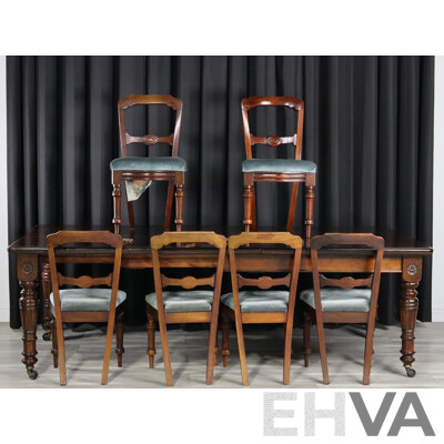 Edwardian Oak Seven Piece Dining Suite