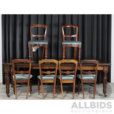 Edwardian Oak Seven Piece Dining Suite