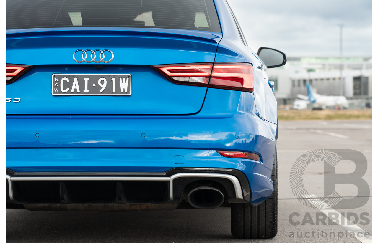 10/2017 Audi RS3 Quattro (AWD) MY18 8V 4d Sedan Ara Blue Crystal Pearl Turbo 2.5L - Modified Stage 2 Plus