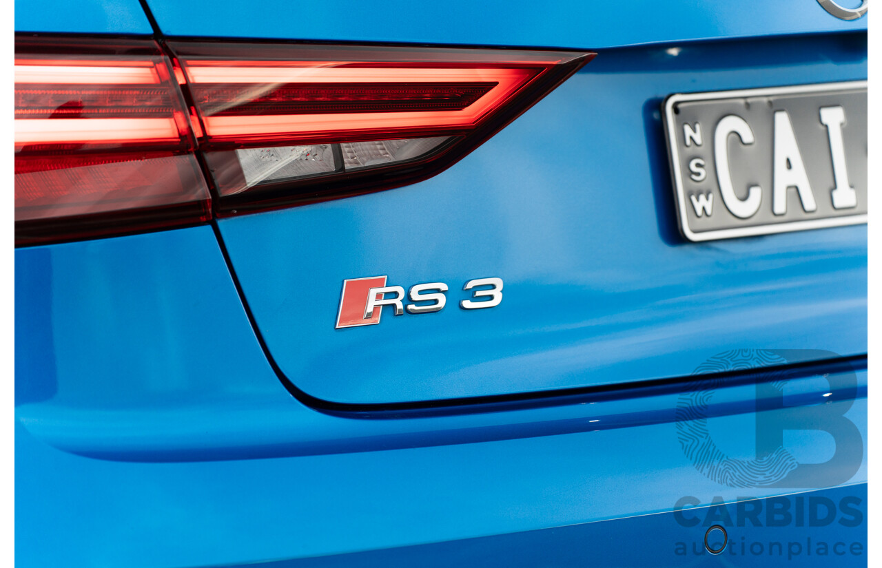 10/2017 Audi RS3 Quattro (AWD) MY18 8V 4d Sedan Ara Blue Crystal Pearl Turbo 2.5L - Modified Stage 2 Plus