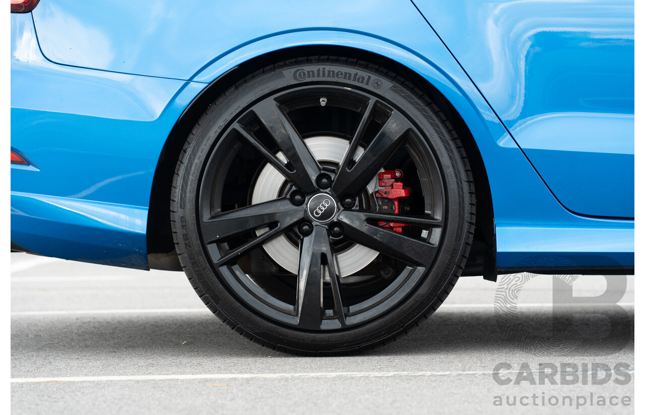 10/2017 Audi RS3 Quattro (AWD) MY18 8V 4d Sedan Ara Blue Crystal Pearl Turbo 2.5L - Modified Stage 2 Plus