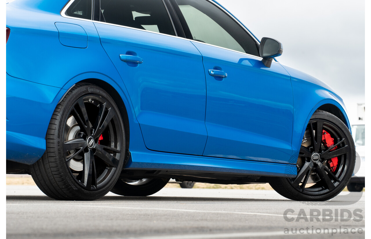 10/2017 Audi RS3 Quattro (AWD) MY18 8V 4d Sedan Ara Blue Crystal Pearl Turbo 2.5L - Modified Stage 2 Plus