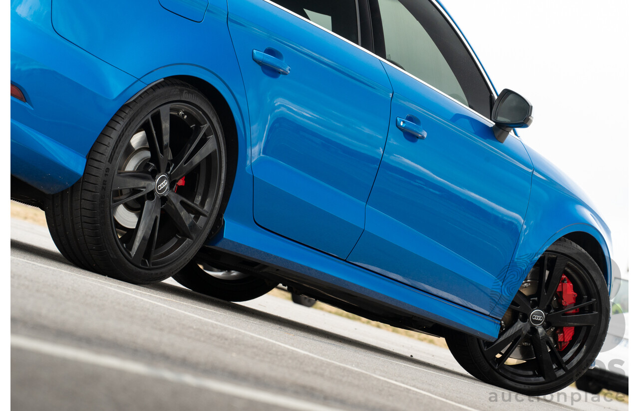 10/2017 Audi RS3 Quattro (AWD) MY18 8V 4d Sedan Ara Blue Crystal Pearl Turbo 2.5L - Modified Stage 2 Plus