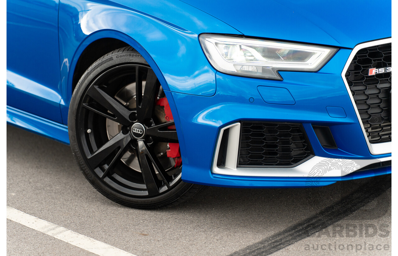 10/2017 Audi RS3 Quattro (AWD) MY18 8V 4d Sedan Ara Blue Crystal Pearl Turbo 2.5L - Modified Stage 2 Plus