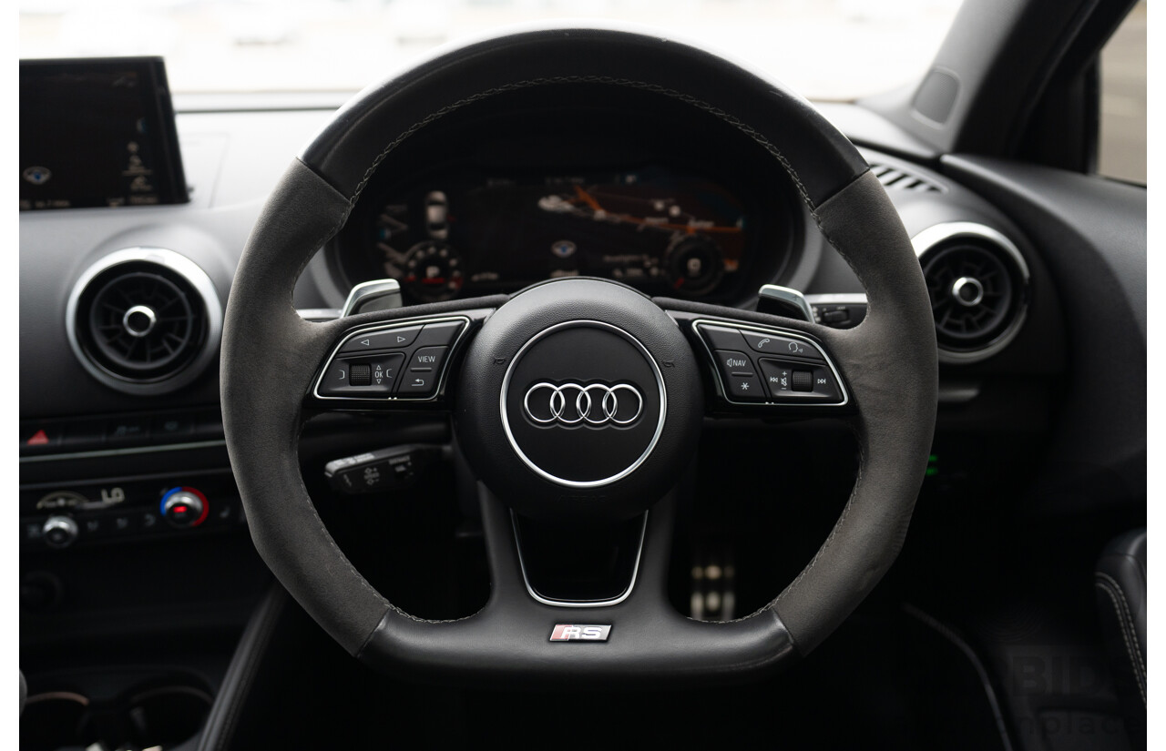 10/2017 Audi RS3 Quattro (AWD) MY18 8V 4d Sedan Ara Blue Crystal Pearl Turbo 2.5L - Modified Stage 2 Plus