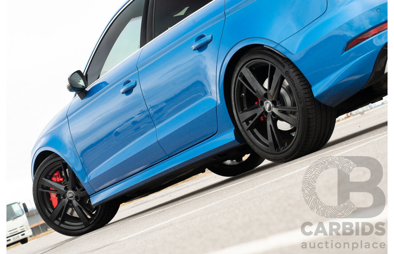 10/2017 Audi RS3 Quattro (AWD) MY18 8V 4d Sedan Ara Blue Crystal Pearl Turbo 2.5L - Modified Stage 2 Plus