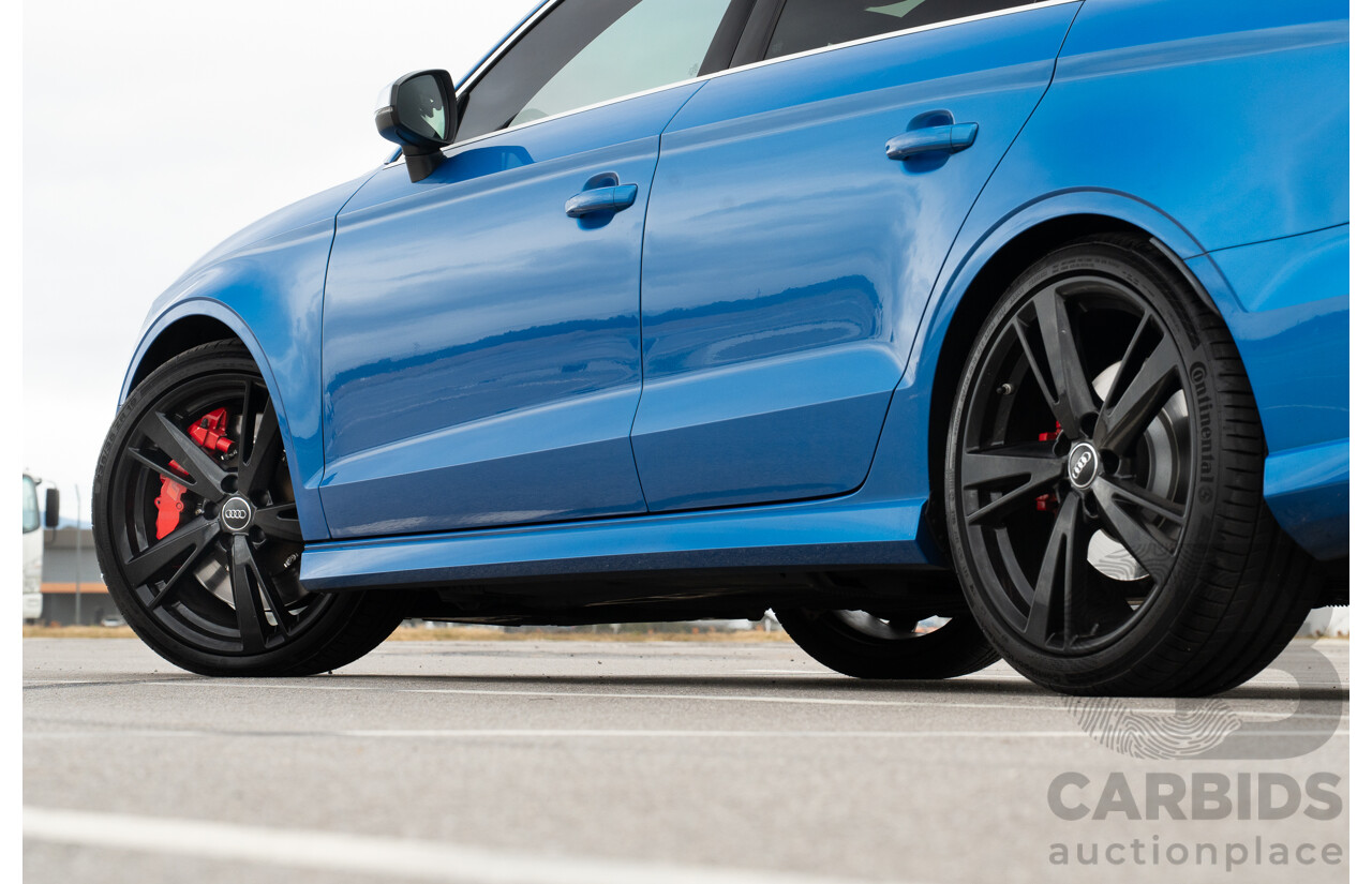 10/2017 Audi RS3 Quattro (AWD) MY18 8V 4d Sedan Ara Blue Crystal Pearl Turbo 2.5L - Modified Stage 2 Plus