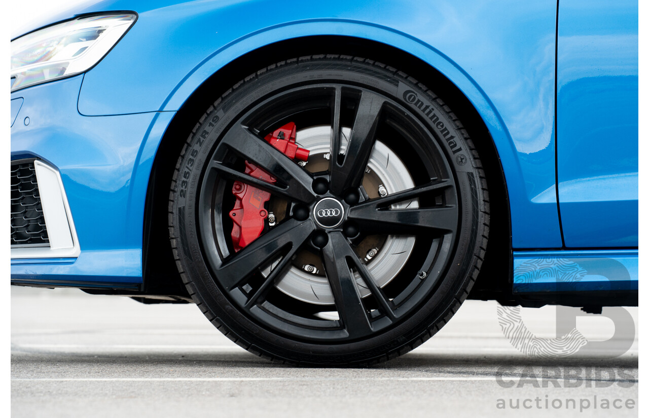 10/2017 Audi RS3 Quattro (AWD) MY18 8V 4d Sedan Ara Blue Crystal Pearl Turbo 2.5L - Modified Stage 2 Plus