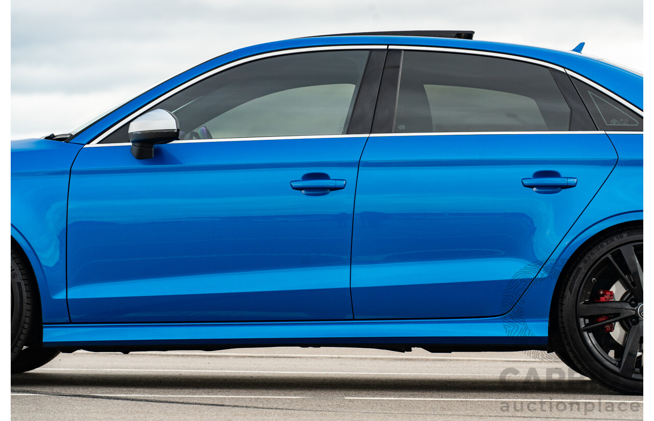 10/2017 Audi RS3 Quattro (AWD) MY18 8V 4d Sedan Ara Blue Crystal Pearl Turbo 2.5L - Modified Stage 2 Plus