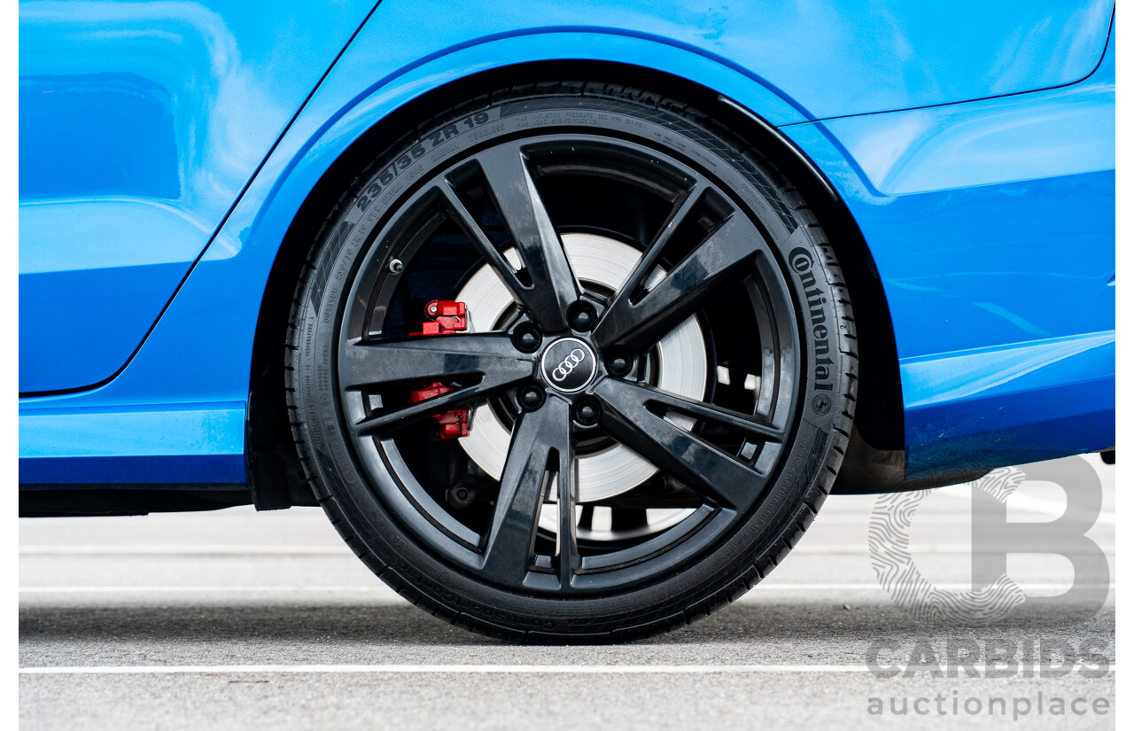10/2017 Audi RS3 Quattro (AWD) MY18 8V 4d Sedan Ara Blue Crystal Pearl Turbo 2.5L - Modified Stage 2 Plus