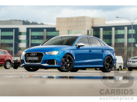 10/2017 Audi RS3 Quattro (AWD) MY18 8V 4d Sedan Ara Blue Crystal Pearl Turbo 2.5L - Modified Stage 2 Plus
