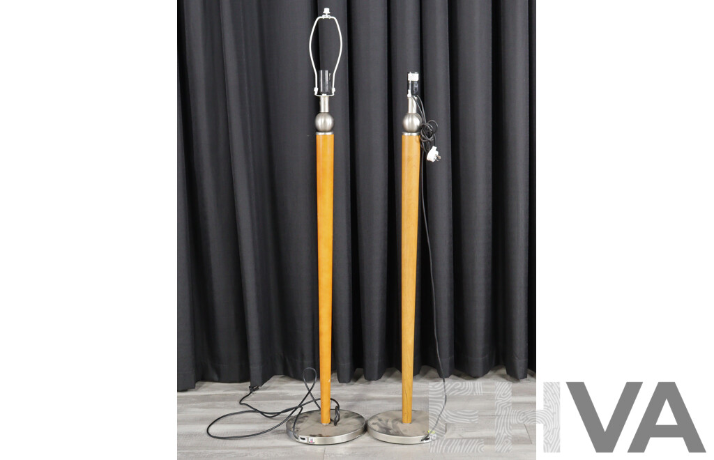 Pair of Timber Floor Lamps