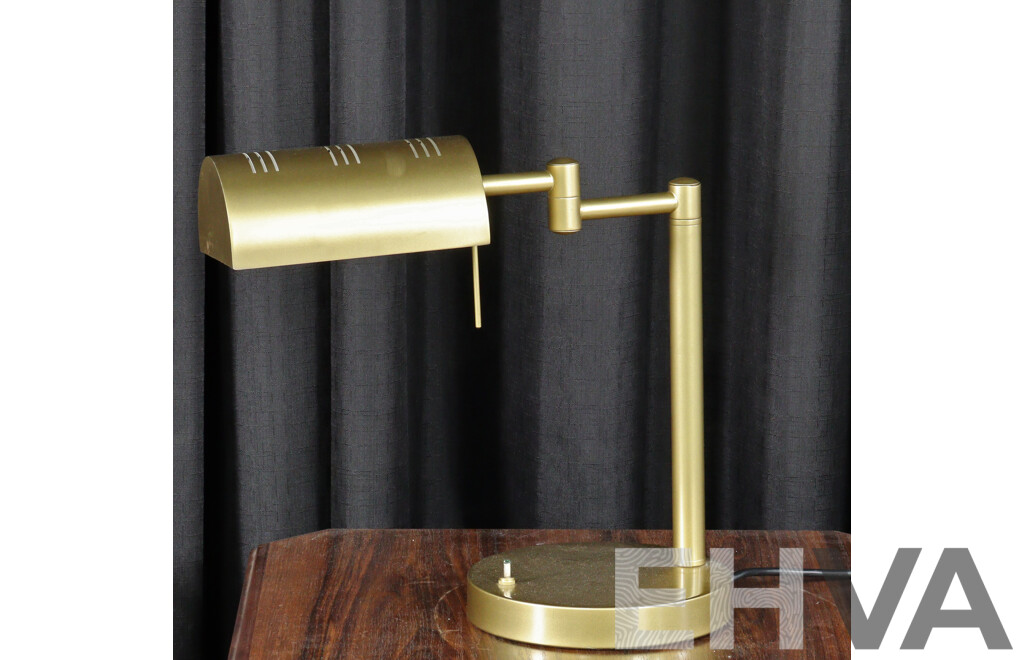 Gilt Metal Desk Lamp with Articulated Arm