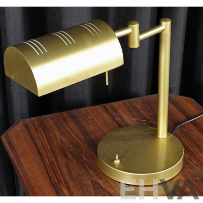 Gilt Metal Desk Lamp with Articulated Arm