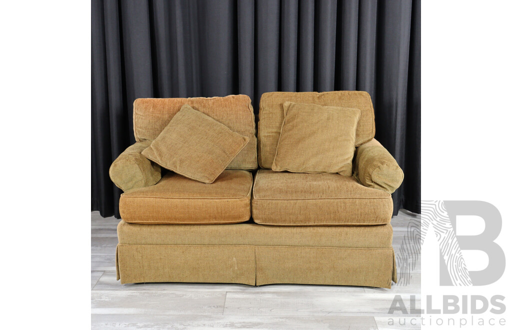 Pair of Brown Fabric Two and Three Seater Lounges by Drexel Heritage