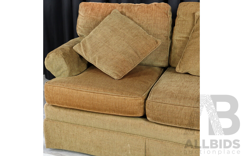 Pair of Brown Fabric Two and Three Seater Lounges by Drexel Heritage