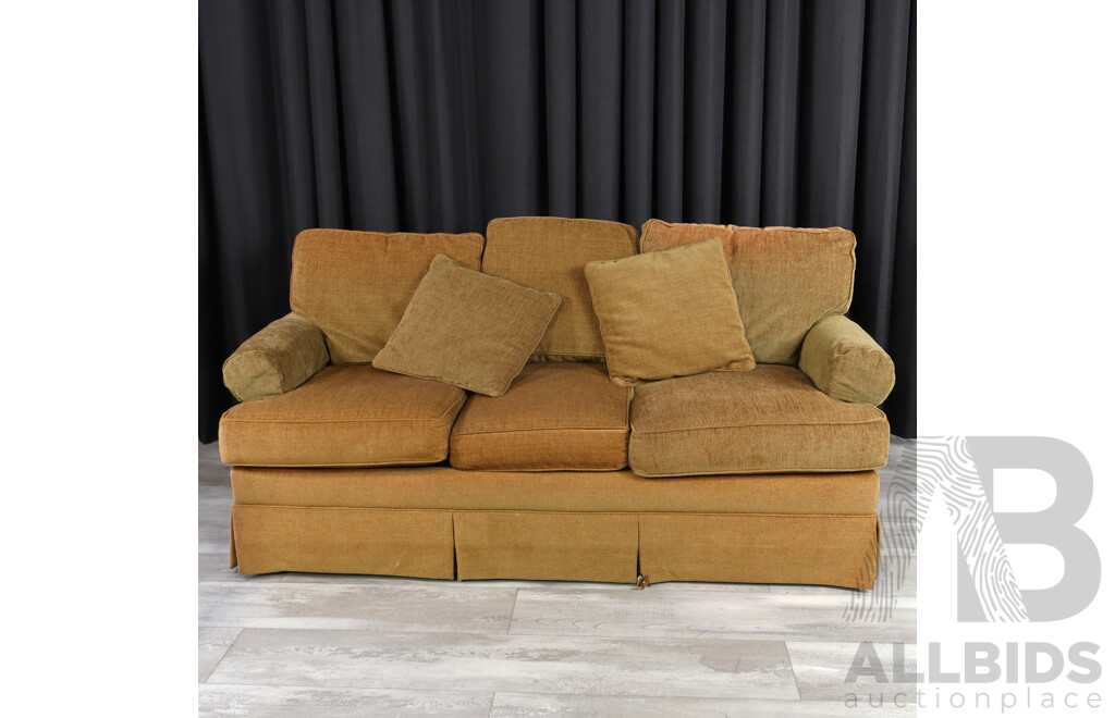 Pair of Brown Fabric Two and Three Seater Lounges by Drexel Heritage