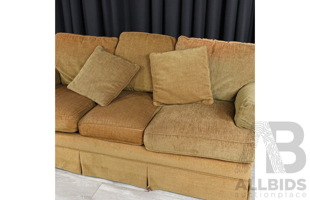 Pair of Brown Fabric Two and Three Seater Lounges by Drexel Heritage