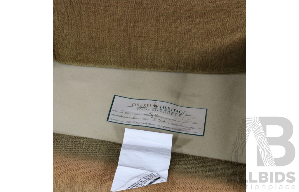 Pair of Brown Fabric Two and Three Seater Lounges by Drexel Heritage