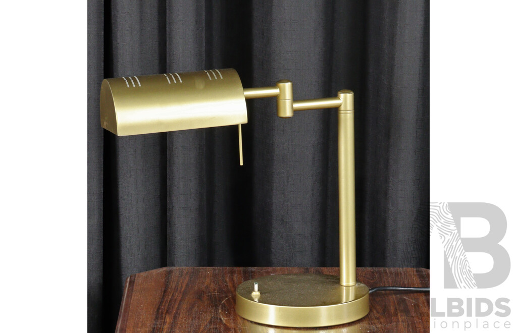 Gilt Metal Desk Lamp with Articulated Arm