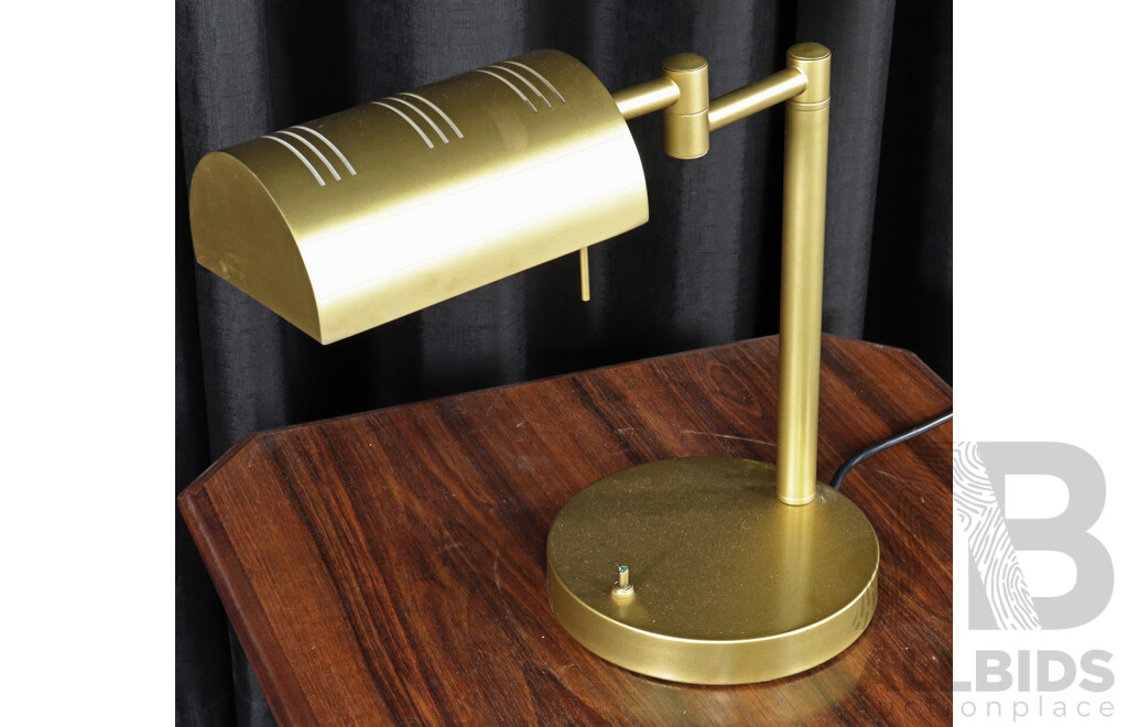 Gilt Metal Desk Lamp with Articulated Arm