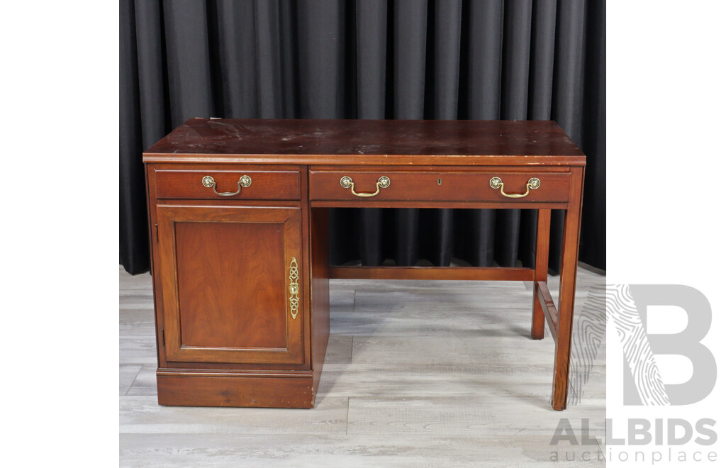 Drexel Two Drawer Single Pedestal Desk with Two Drawers