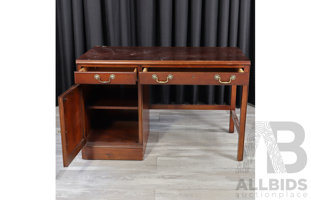 Drexel Two Drawer Single Pedestal Desk with Two Drawers