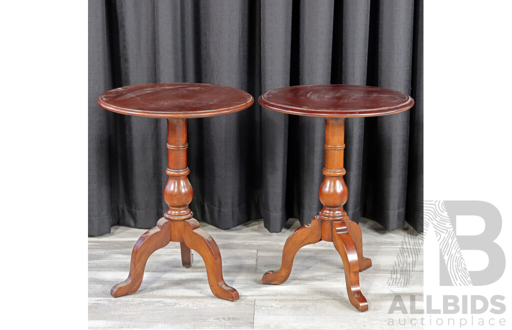 Pair of Drexel Single Pedestal Wine Tables